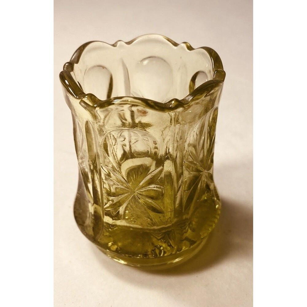 Vintage Imperial Uranium Glass Tooth Pick Holder Beautiful Green